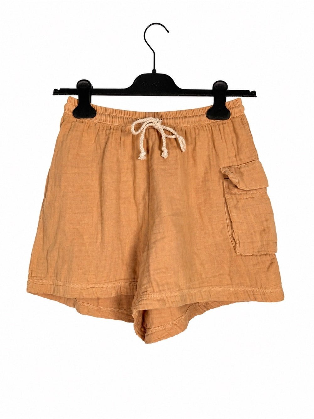 DONNI 100% Cotton Gauze Cargo Shorts Beige Tan Drawstring XS USA - view 2