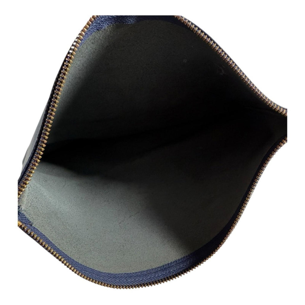 Everlane Foldover Leather Clutch Navy Made Spain Zip Top Minimalist Classic Bag - view 5