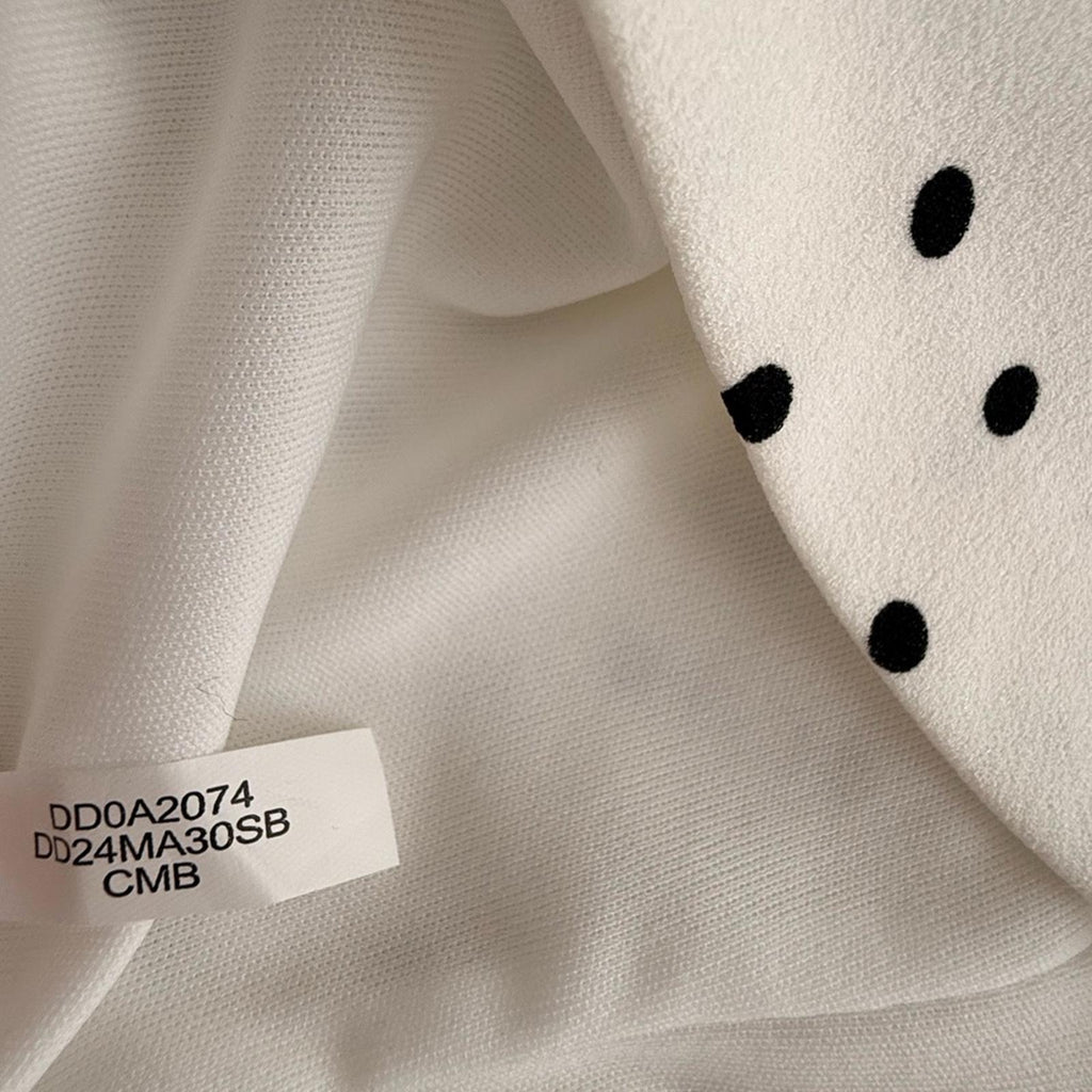DKNY Polka Dot Fit and Flare Dress Size 6 White Black Tulip Sleeve Knee Length - view 9