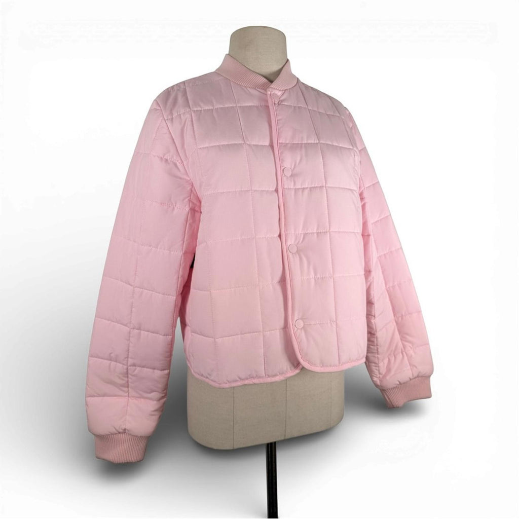 Rains Women’s Medium Liner Bomber Jacket Candy Pink Quilted Lightweight Coat - view 5