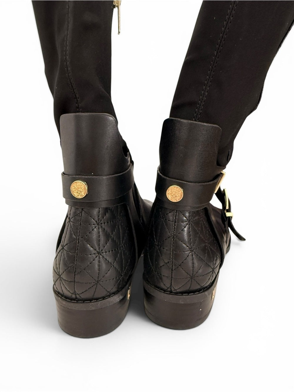Vince Camuto Patira Over Knee Riding Boots Black Quilted Stretch Women's 8 - view 7