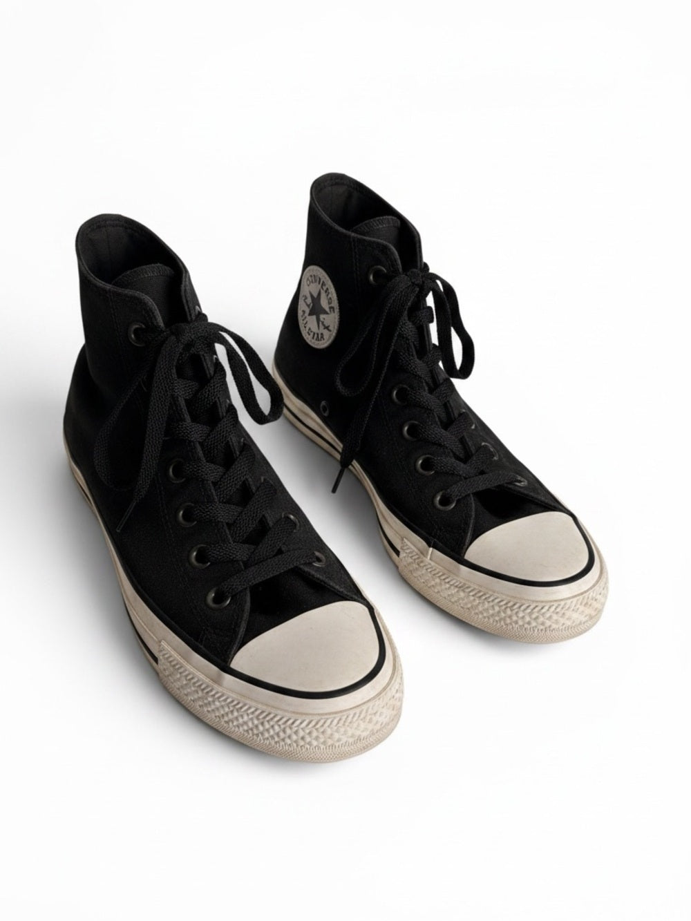 Converse Black High-Top Canvas Sneakers with White Toe - view 6