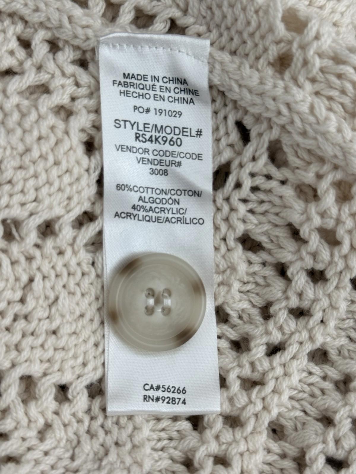 Splendid Dallas Open Knit Cardigan Cream Cotton Button Womens Small Sweater Top - view 6