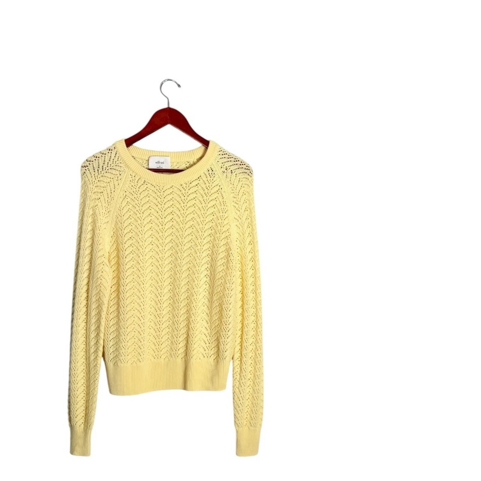 Wilfred Arbor Sweater XS Yellow Merino Wool Cable Knit Crewneck Women’s Aritzia - view 11