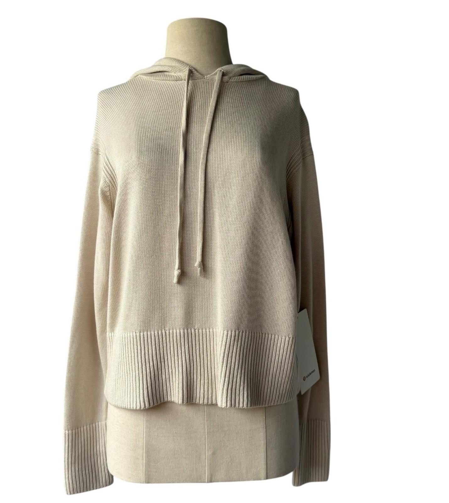 Lululemon Women’s Double Knit Sweater Hoodie White Opal Beige Knit Size XS/S NWT - view 5