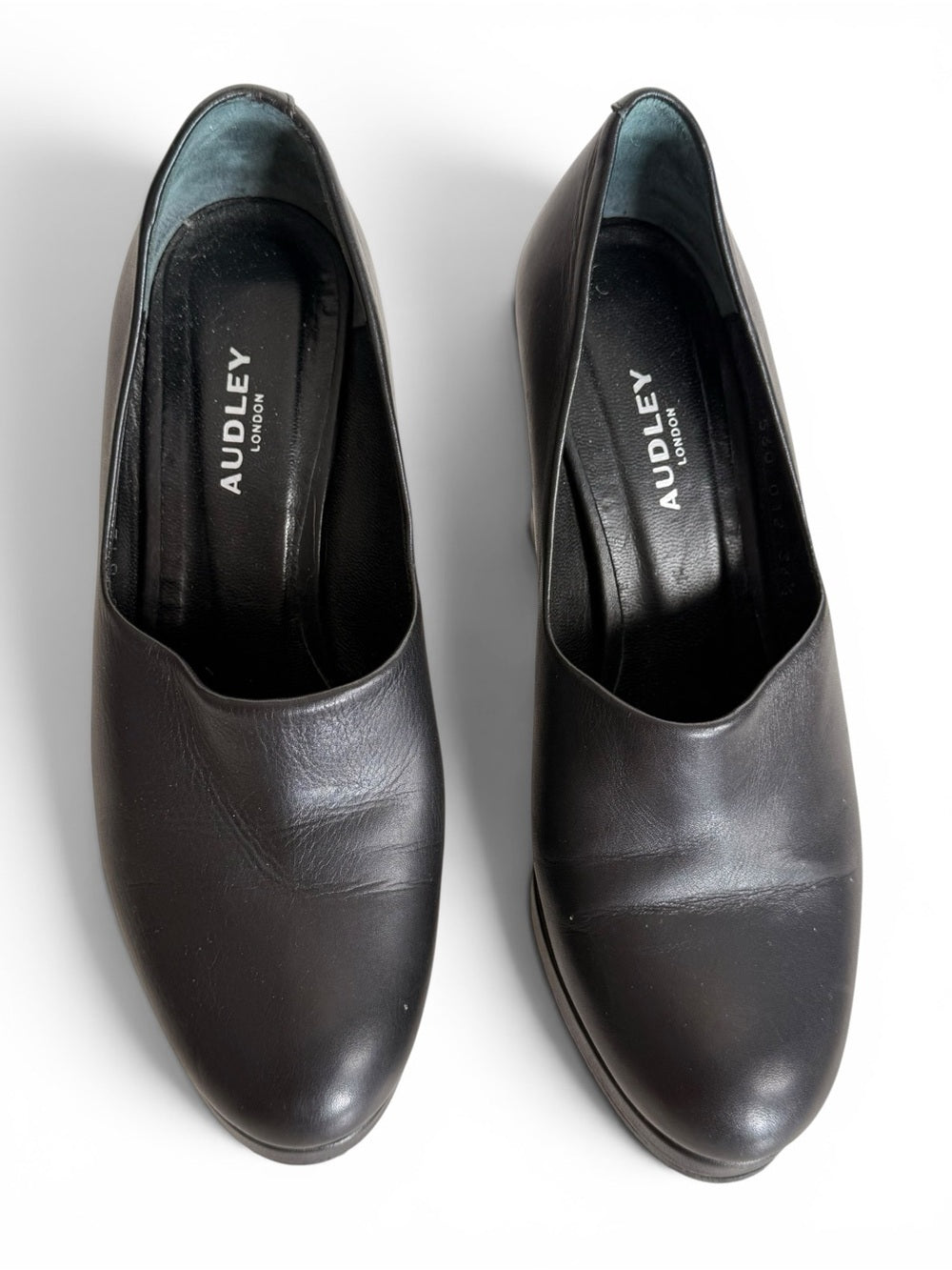 Audley London Black Leather Wedge Heel Pumps Women's EU 36.5 US 6.5 Spain
