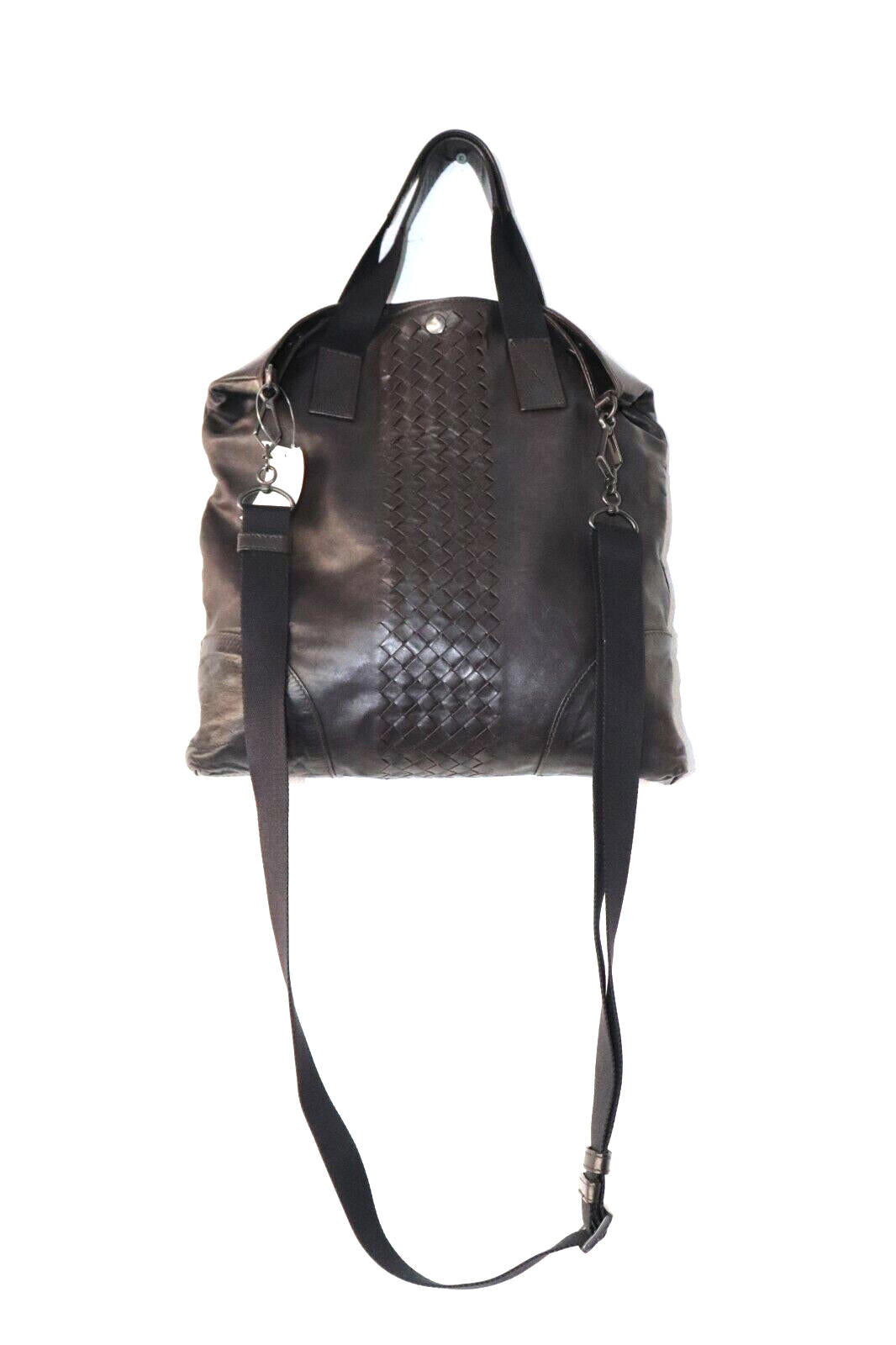 Bottega Veneta Unisex Large Brown Intrecciato 2Way Tote Messenger Leather Bag - view 4
