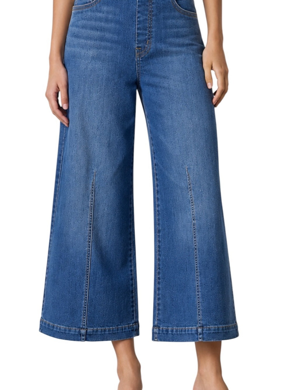 Spanx Petite Wide Leg Jeans Women's M Medium Vintage Indigo Pull-On High Rise