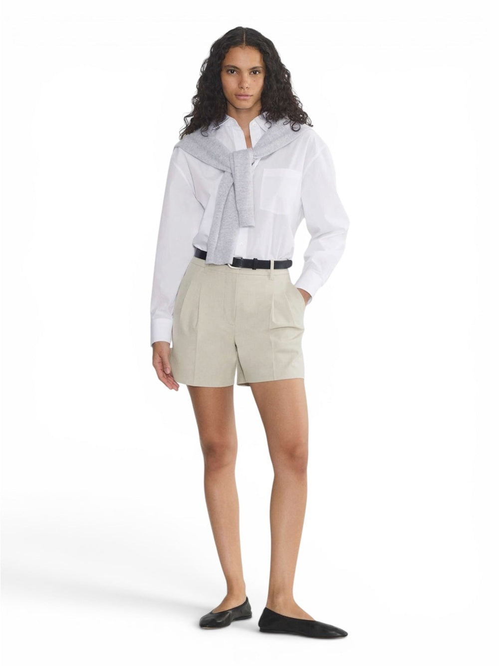Aritzia The Effortless Mid-Thigh Shorts 6 Heather Matte Pearl Ivory High Rise - view 2