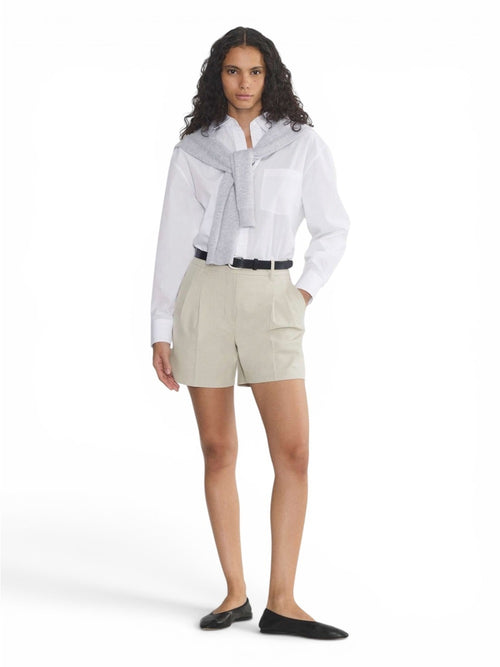 Aritzia The Effortless Mid-Thigh Shorts 6 Heather Matte Pearl Ivory High Rise - view 2