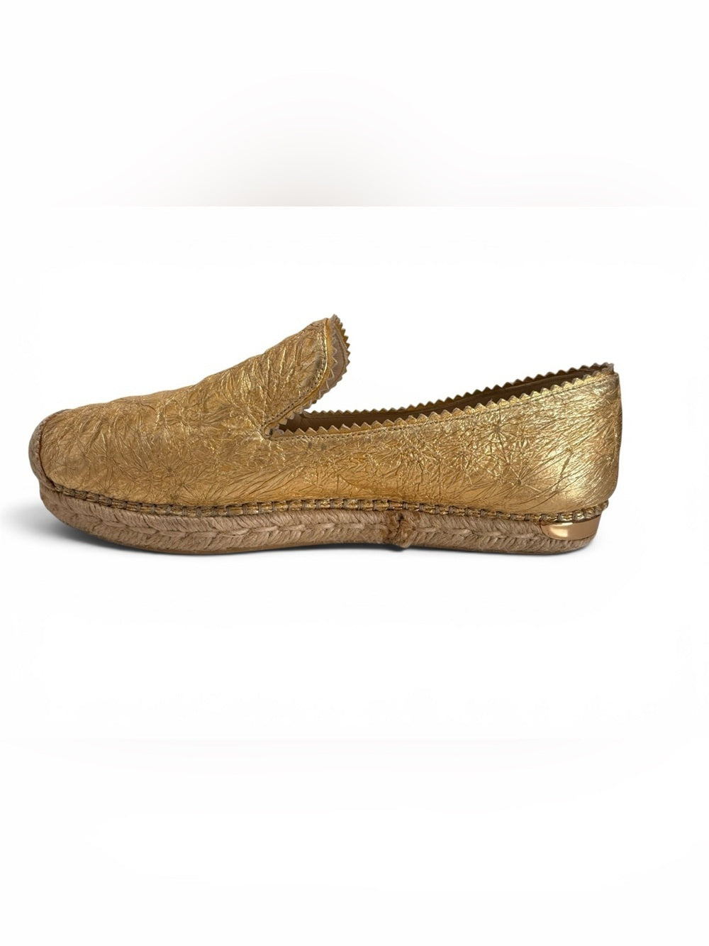 Stuart Weitzman Gold Leather Espadrille Flats Women's Size 8 Metallic Shoes - view 7