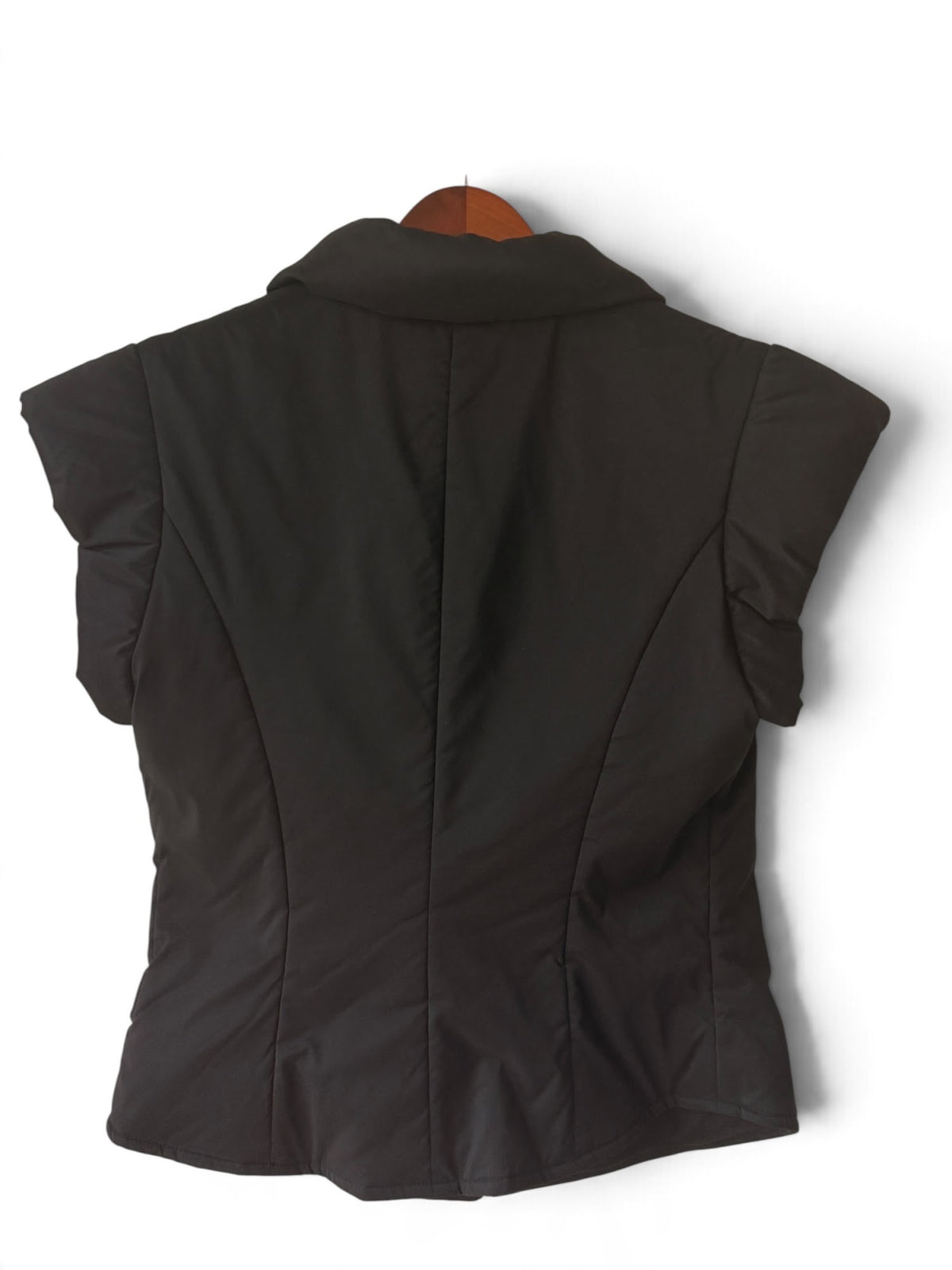 Nina Midvani black zip-front padded vest photo