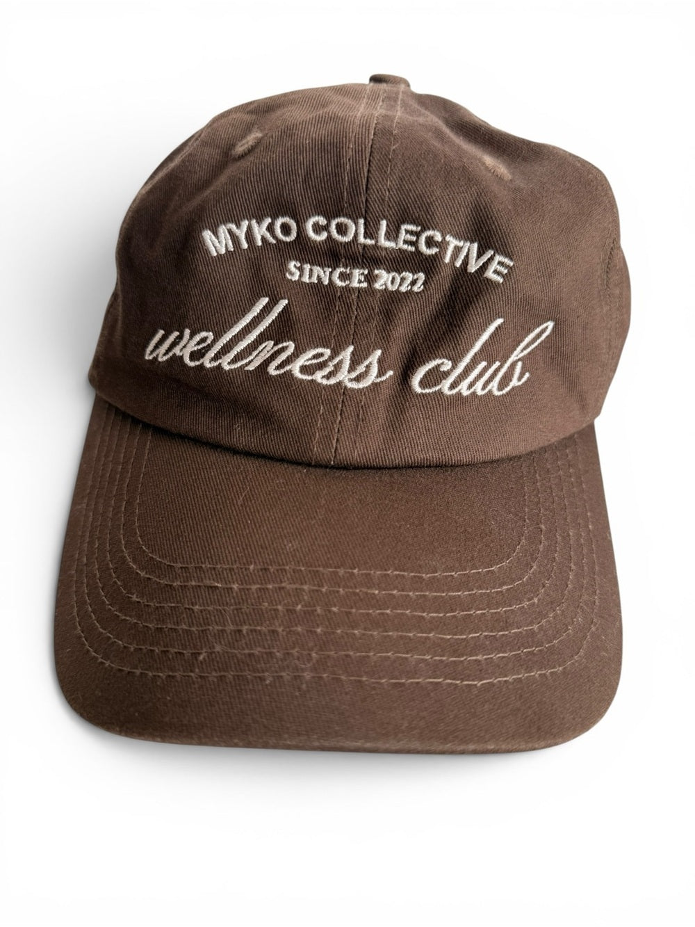 Myko Collective Wellness Club Brown Embroidered Dad Hat Baseball Cap Adjustable