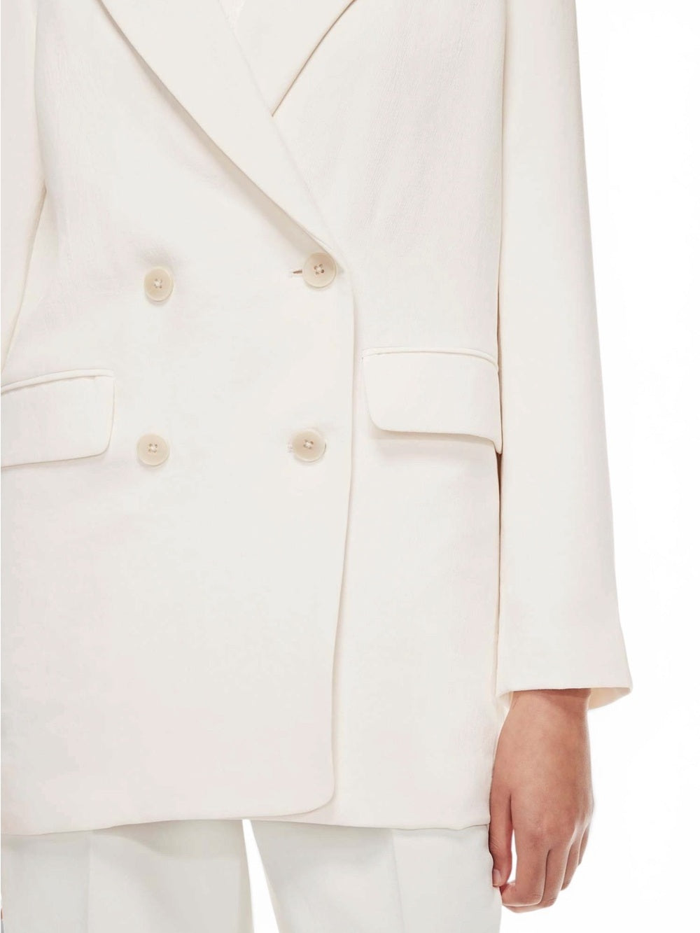 Aritzia Wilfred Cherrelle Blazer Light Birch Ivory Crepette Jacket Medium Coat - view 3