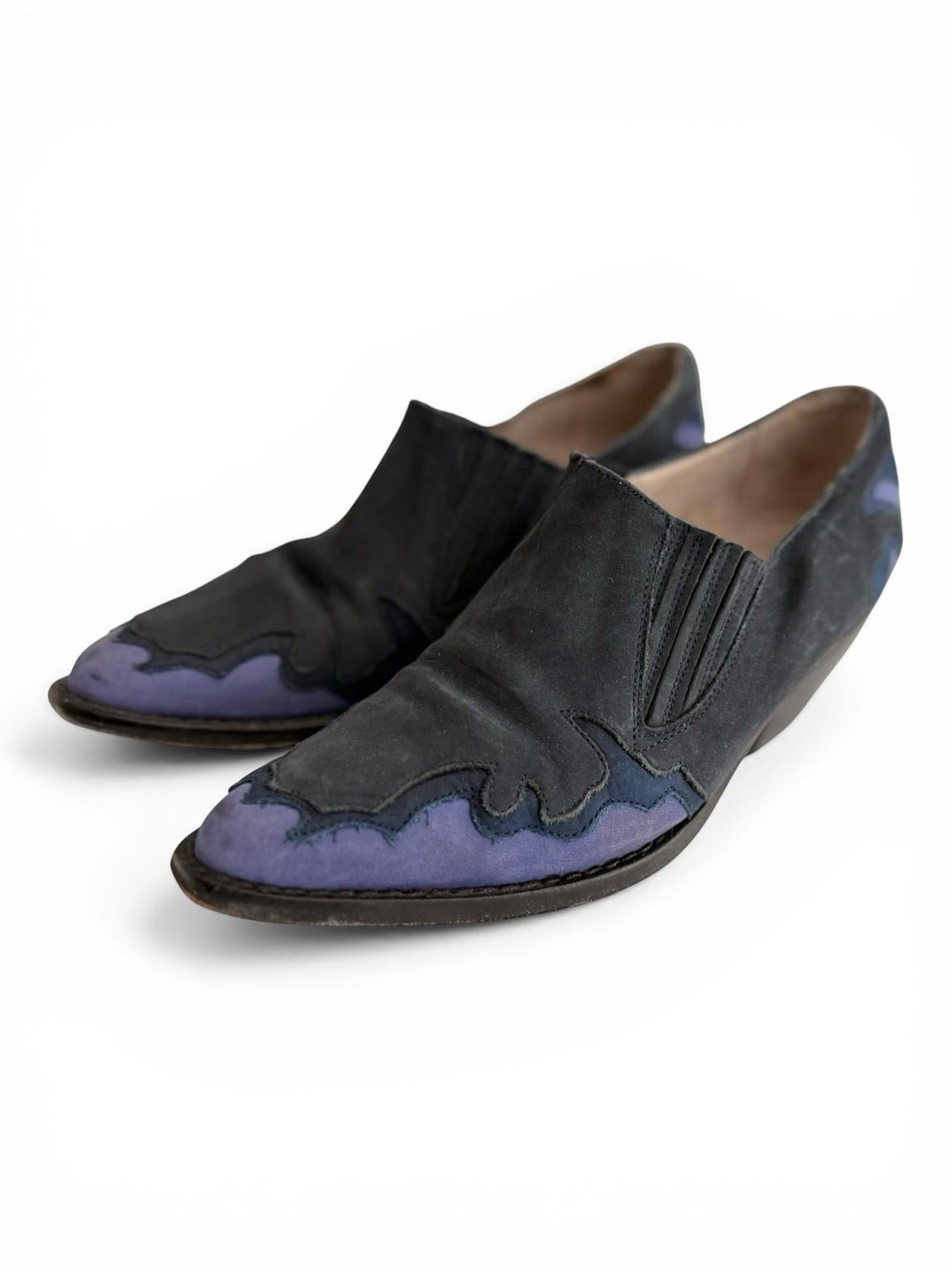 Guess Leather Western Ankle Boots Blue Two Tone Slip On Womens US6 Vintage Shoes - view 2