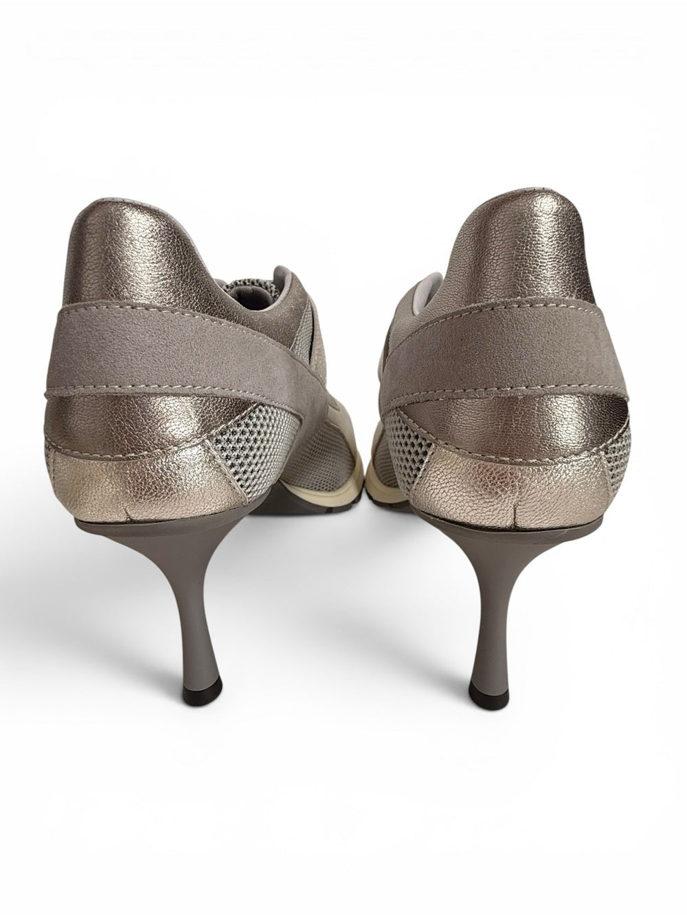 Sneex Metallic Silver Gray Platform Heels Mesh Leather Women's Size 9 Heel NWOT - view 4