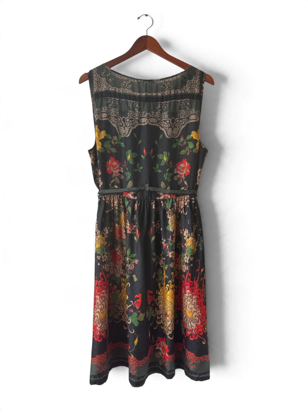 Johnny Was black floral silk dress