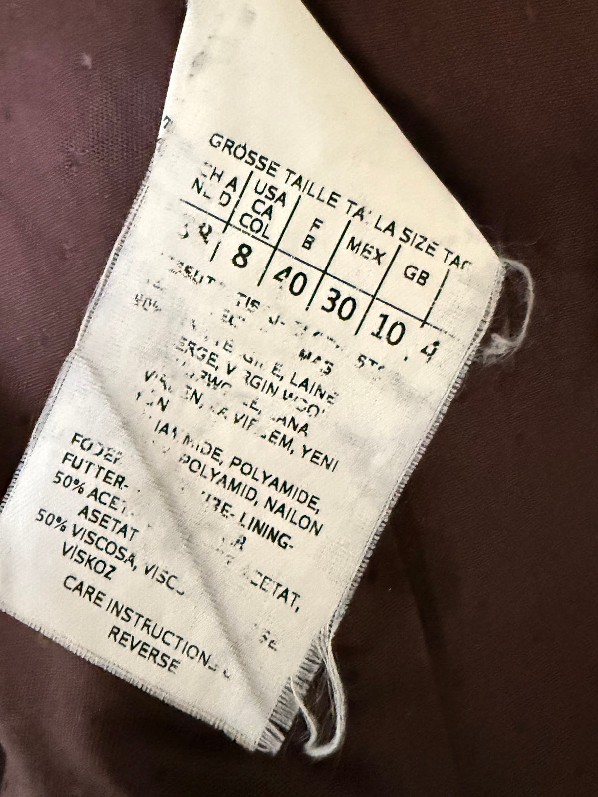 Weekend Max Mara brown herringbone wool coat label