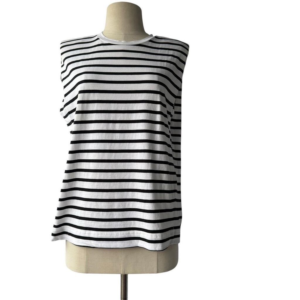 InWear Women EmmiIW Tank Top XS White Black Striped Cotton Sleeveless Tee Shirt - view 9