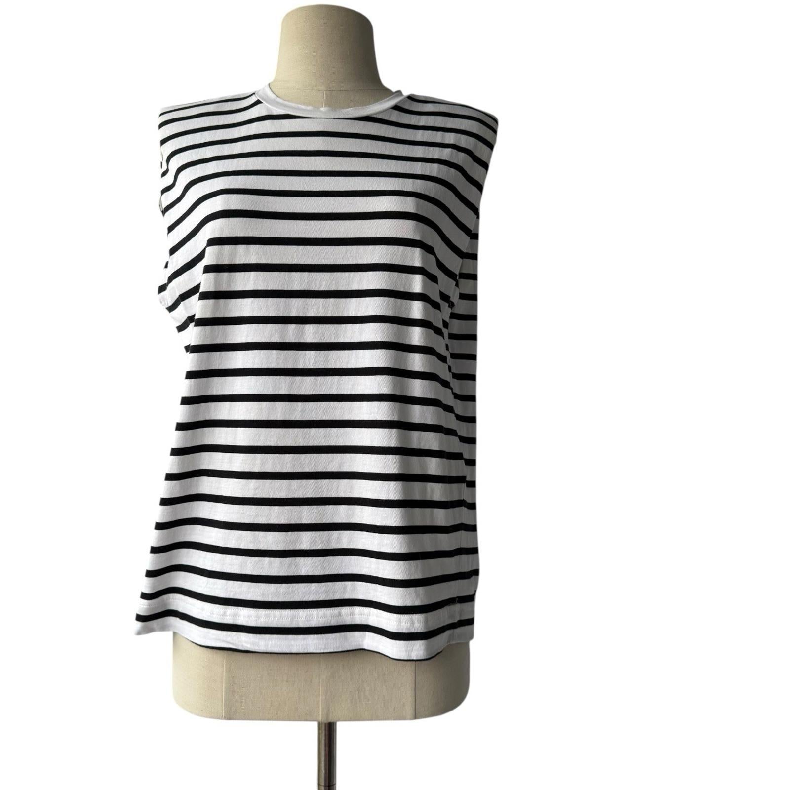 InWear Women EmmiIW Tank Top XS White Black Striped Cotton Sleeveless Tee Shirt - view 9