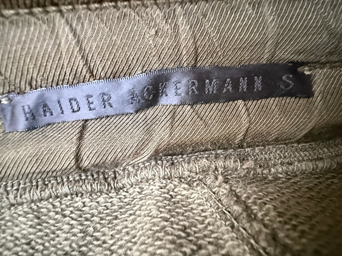Haider Ackermann olive drop-crotch sweatpants label