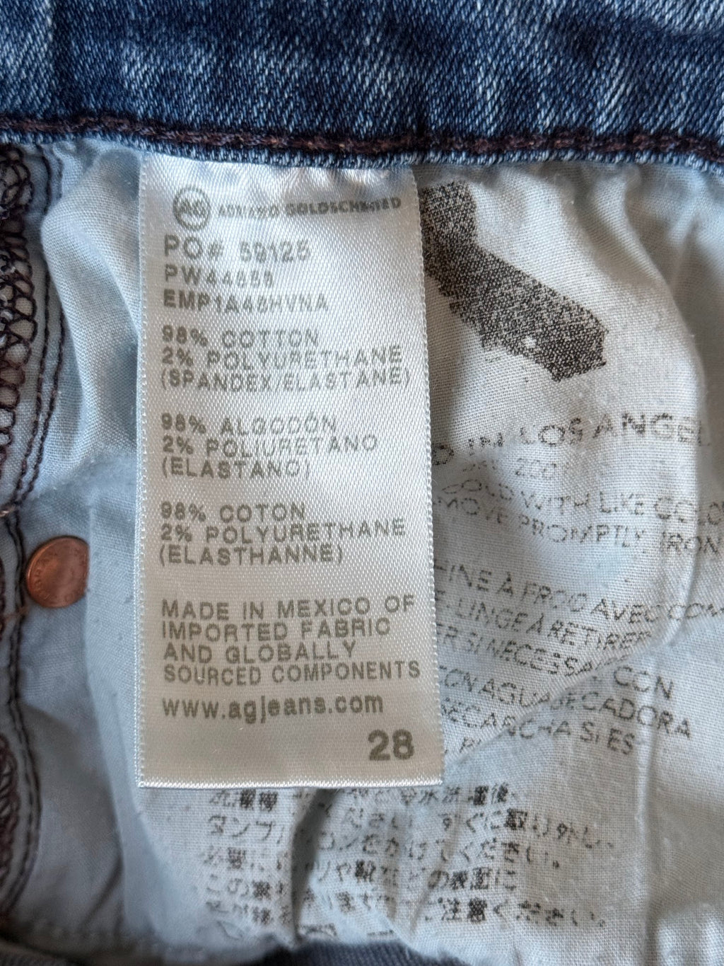 Adriano Goldschmied AG Women’s Mari Crop High Rise Slim Straight Blue Jeans Size 28