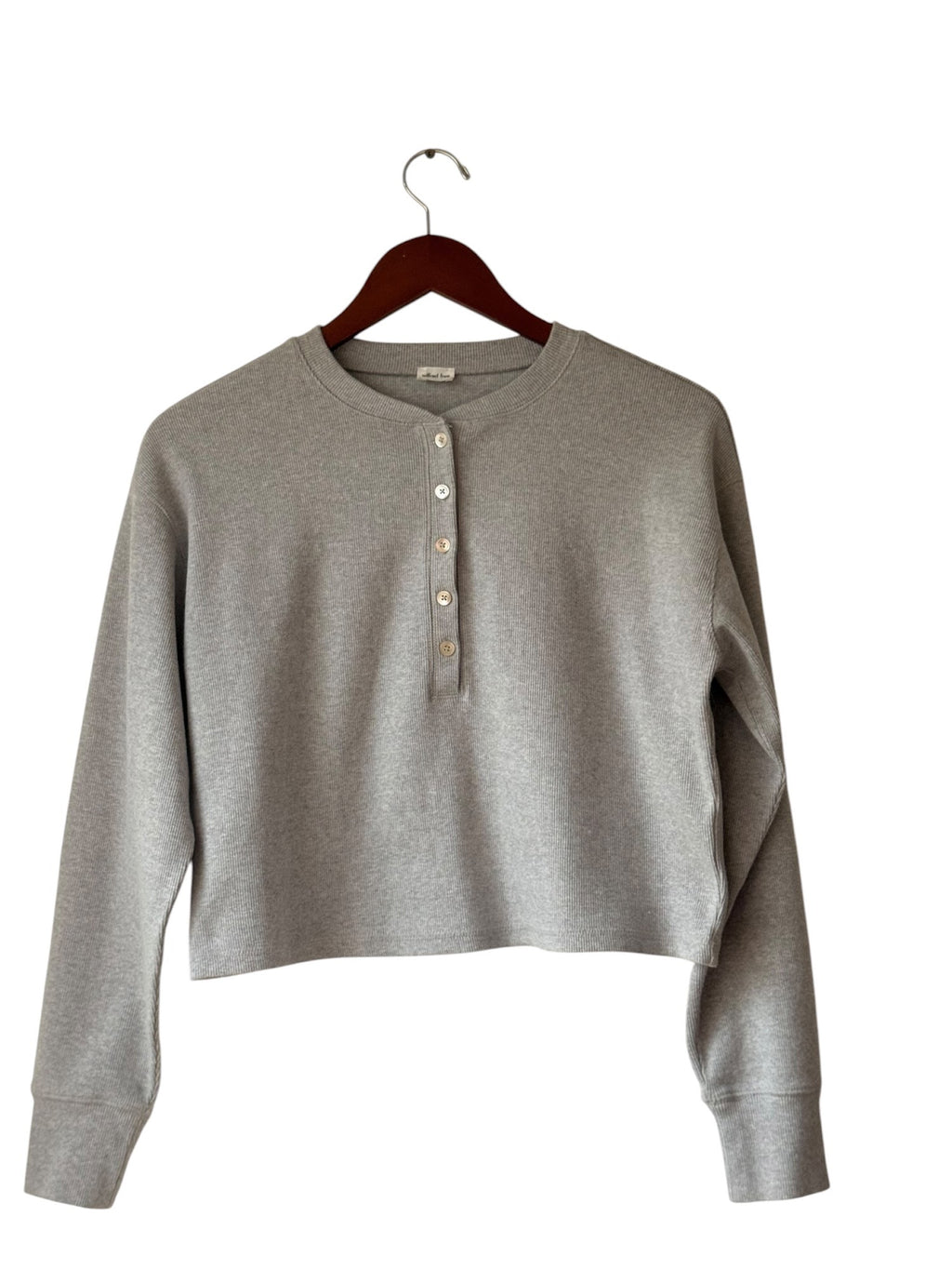 Aritzia Wilfred Free Mavis Grey Henley Long Sleeve Top Small