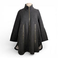 Gerry Weber Edition Wool Blend Cape Poncho Jacket Gray Zip Front Size 38 US 8