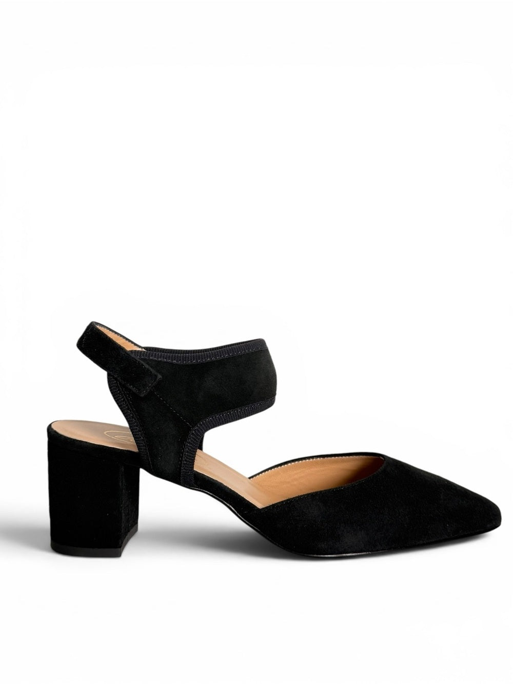 Browns Couture Black Suede Slingback Pumps Block Heel Pointed Toe EU39 US8.5