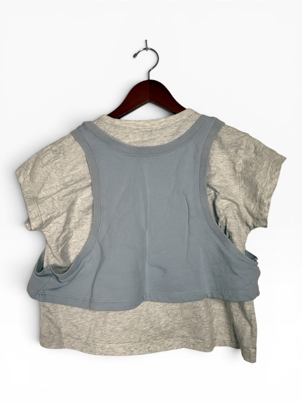 Alexander Wang Bi Layer Crop Top Sea Blue Layered Tee Size Small EU 38 Women’s - view 8