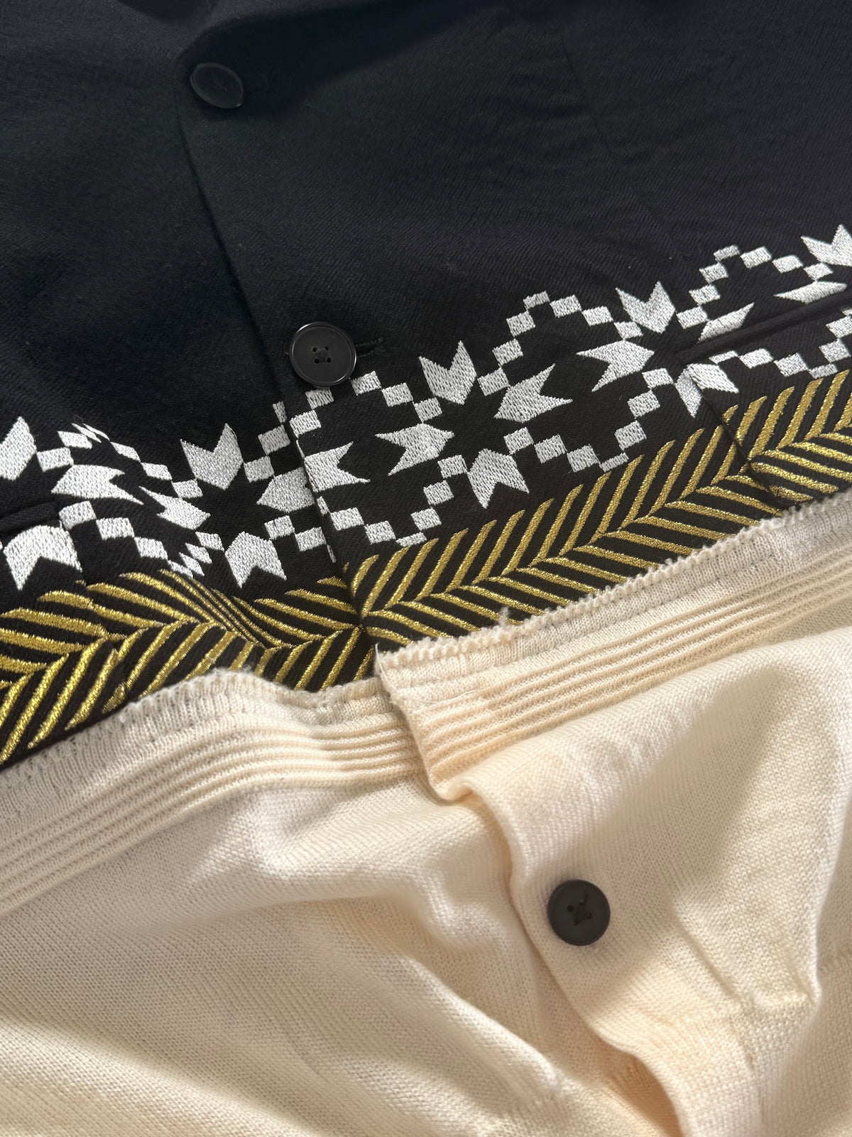 Haider Ackermann jacquard and herringbone band detail