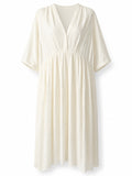Oak + Fort Butter Yellow Midi Dress XS Button Front Short Sleeve Women's Flowy