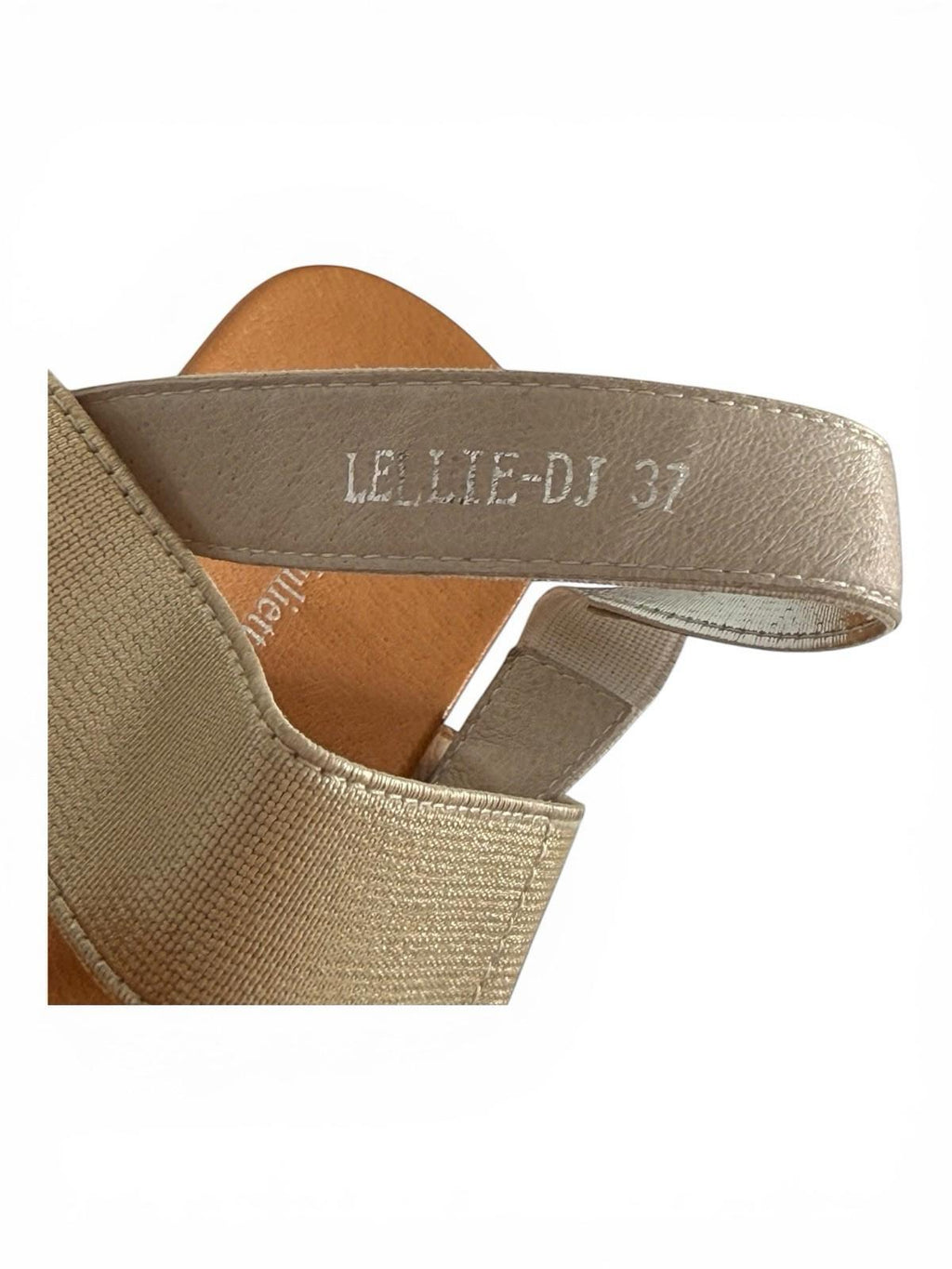 Django Juliette Lellie DJ Gold Elastic Strap Sandals Size Women 37 US 6.5 Flats - view 5