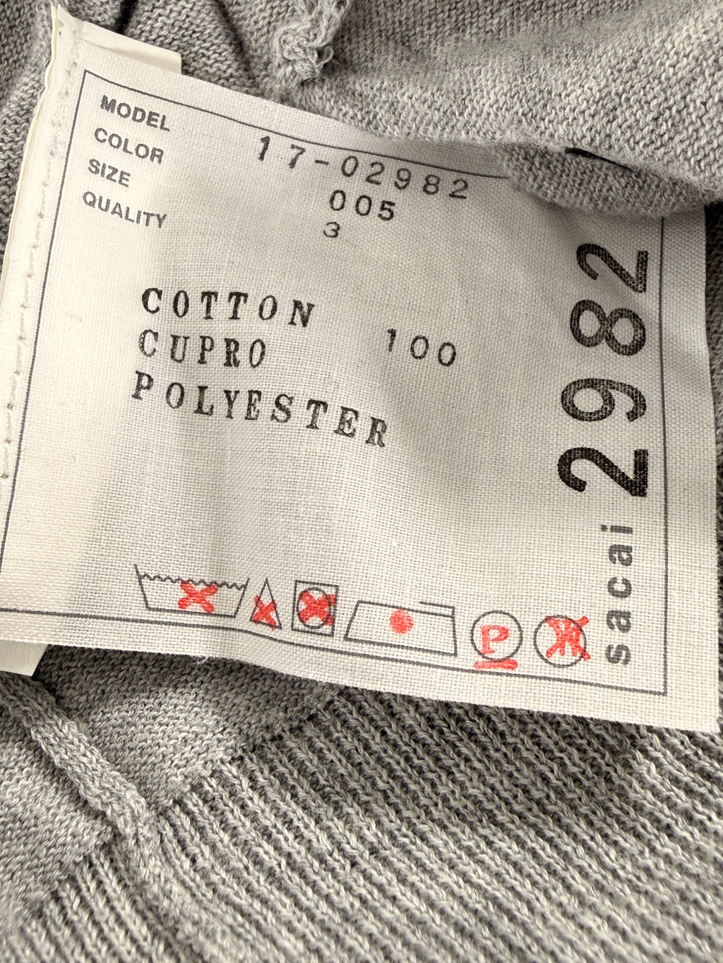 sacai label model 17-02982 size 3 cotton cupro polyester