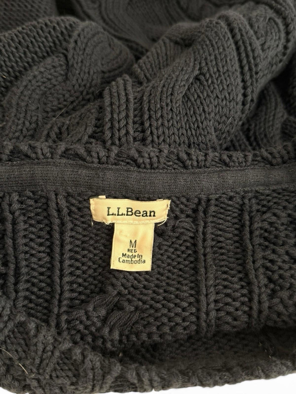 LL Bean Women Medium Cable Knit Crewneck Sweater 100% Cotton Slate Blue Pullover - view 3