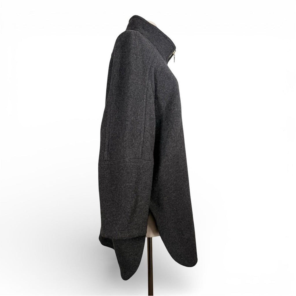 Gerry Weber Edition Wool Blend Cape Poncho Jacket Gray Zip Front Size 38 US 8 - view 2