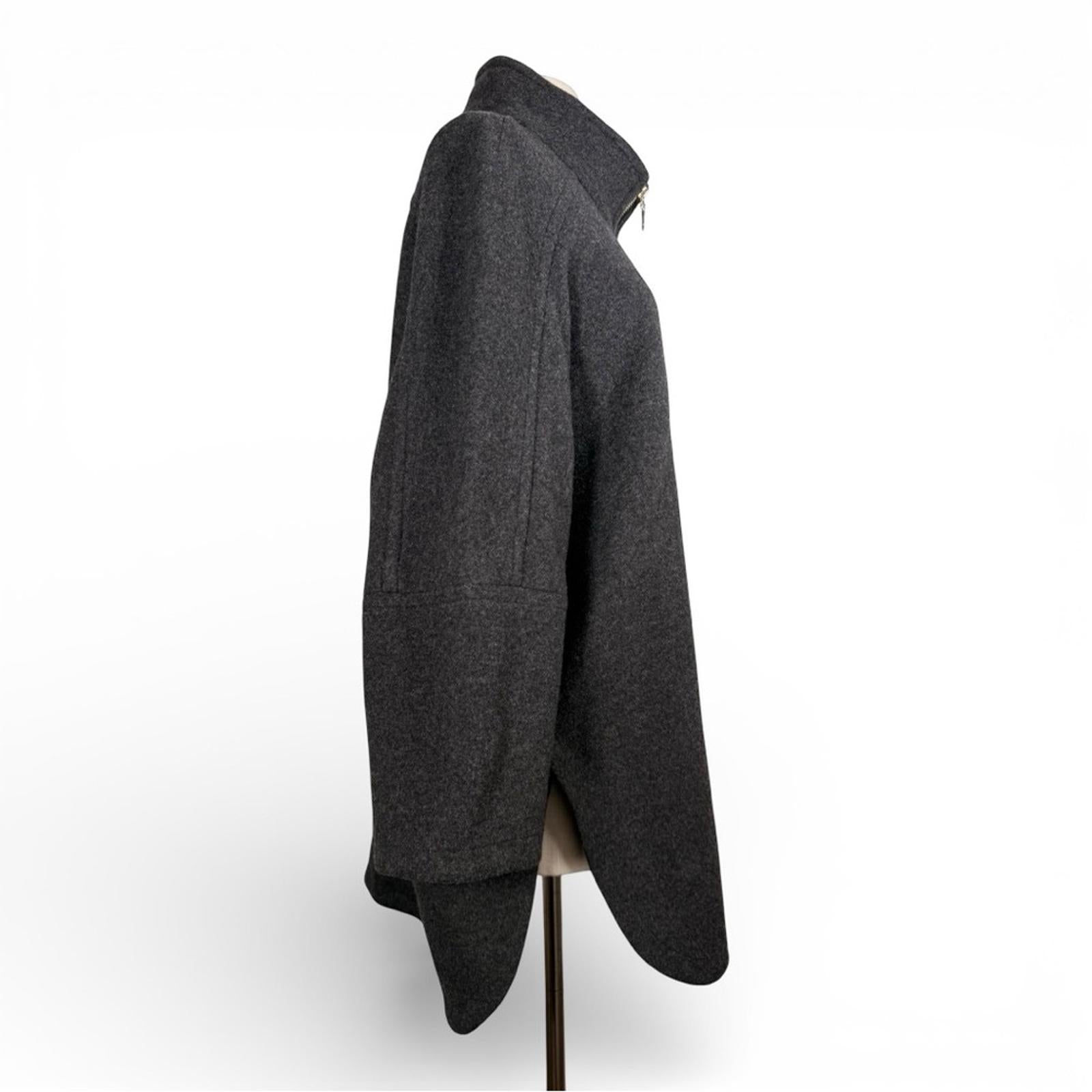 Gerry Weber Edition Wool Blend Cape Poncho Jacket Gray Zip Front Size 38 US 8 - view 2