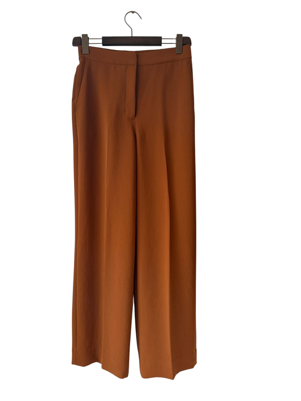Aritzia Wilfred High Rise Wide Leg Pleated Trousers Cognac Brown Size 8