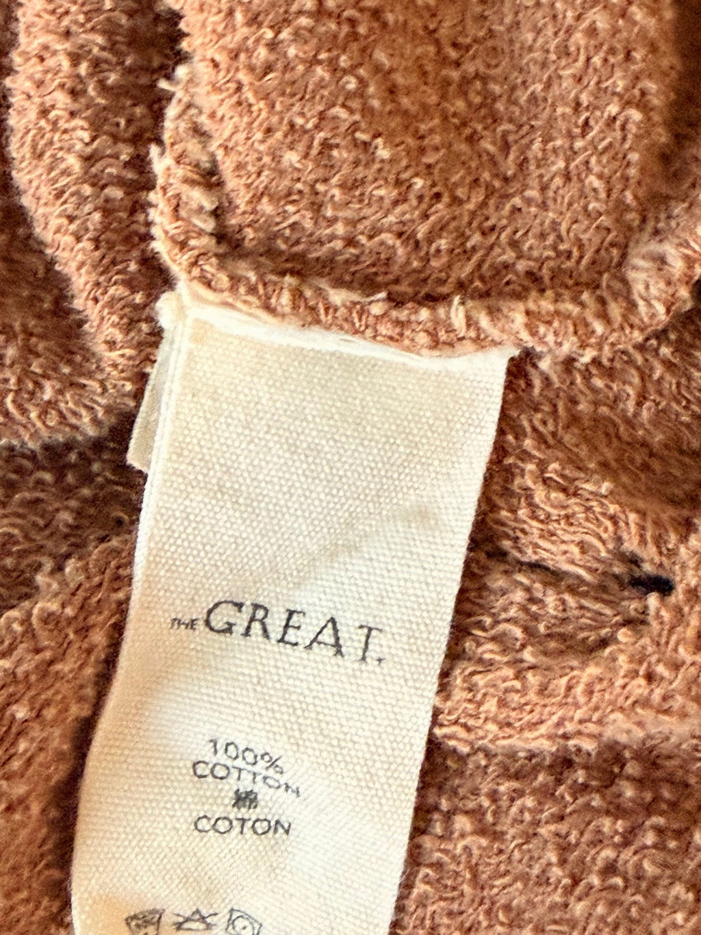The Great. Terracotta Cotton Raglan Sweatshirt Size 1