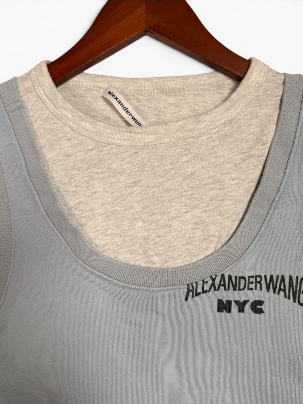Alexander Wang Bi Layer Crop Top Sea Blue Layered Tee Size Small EU 38 Women’s - view 7