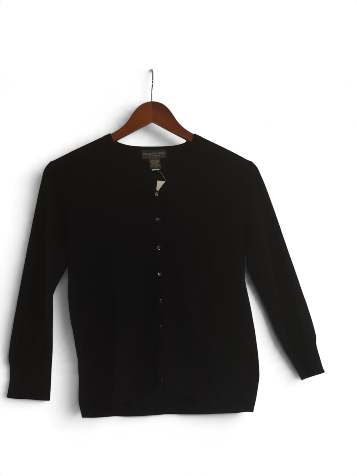 Banana Republic black cashmere cardigan front