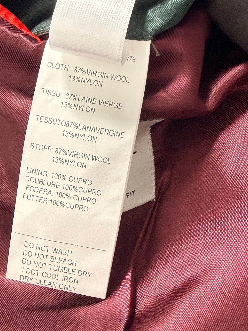 Paul Smith fabric content 87% virgin wool 13% nylon