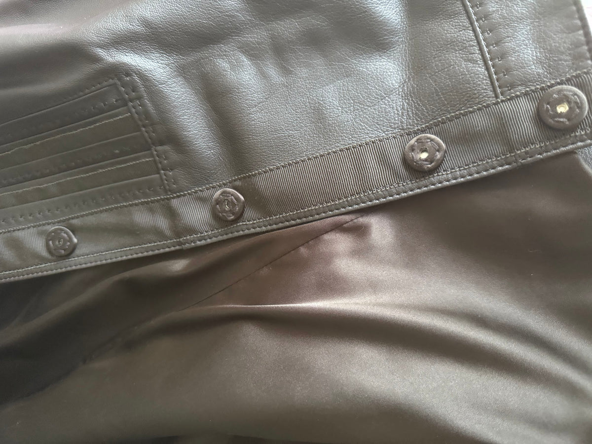 Elie Tahari brown leather jacket label
