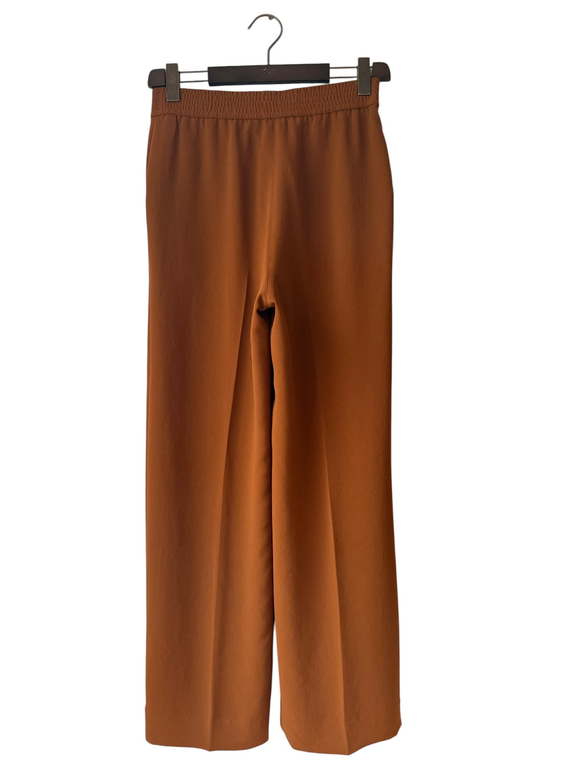 Aritzia Wilfred High Rise Wide Leg Pleated Trousers Cognac Brown Size 8