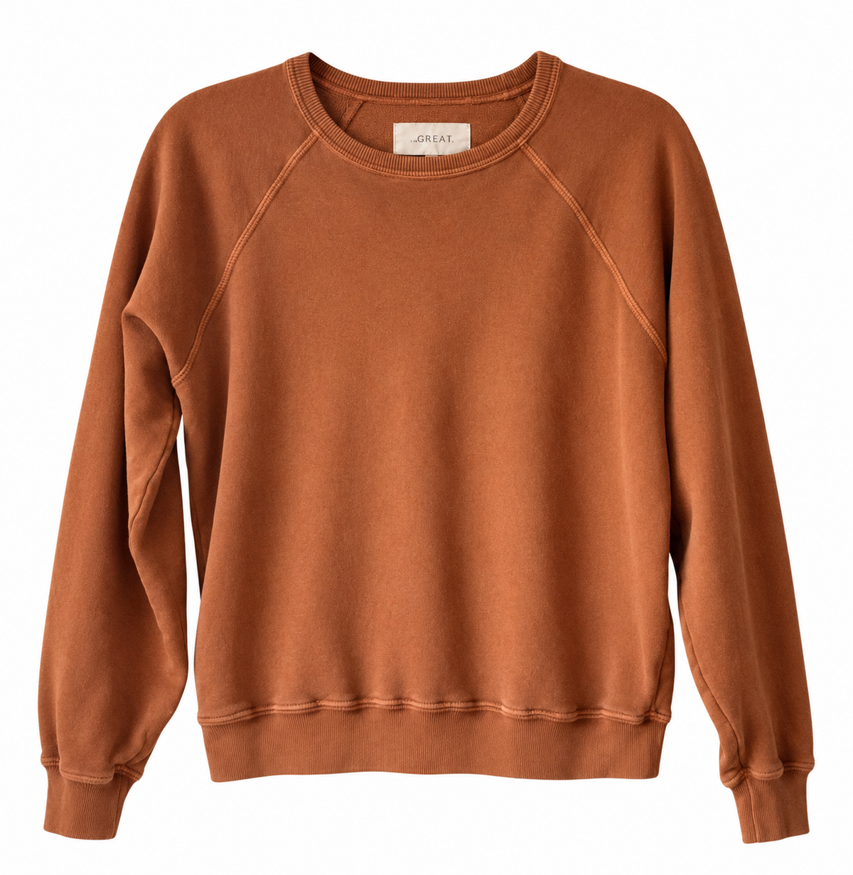 The Great. Terracotta Cotton Raglan Sweatshirt Size 1