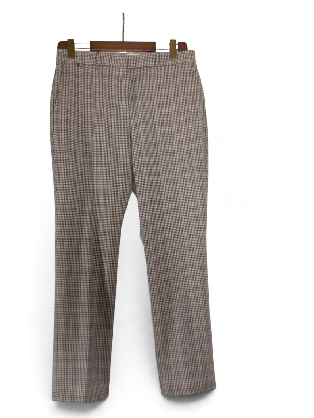 Paul Smith blue and brown gingham wool silk trousers front