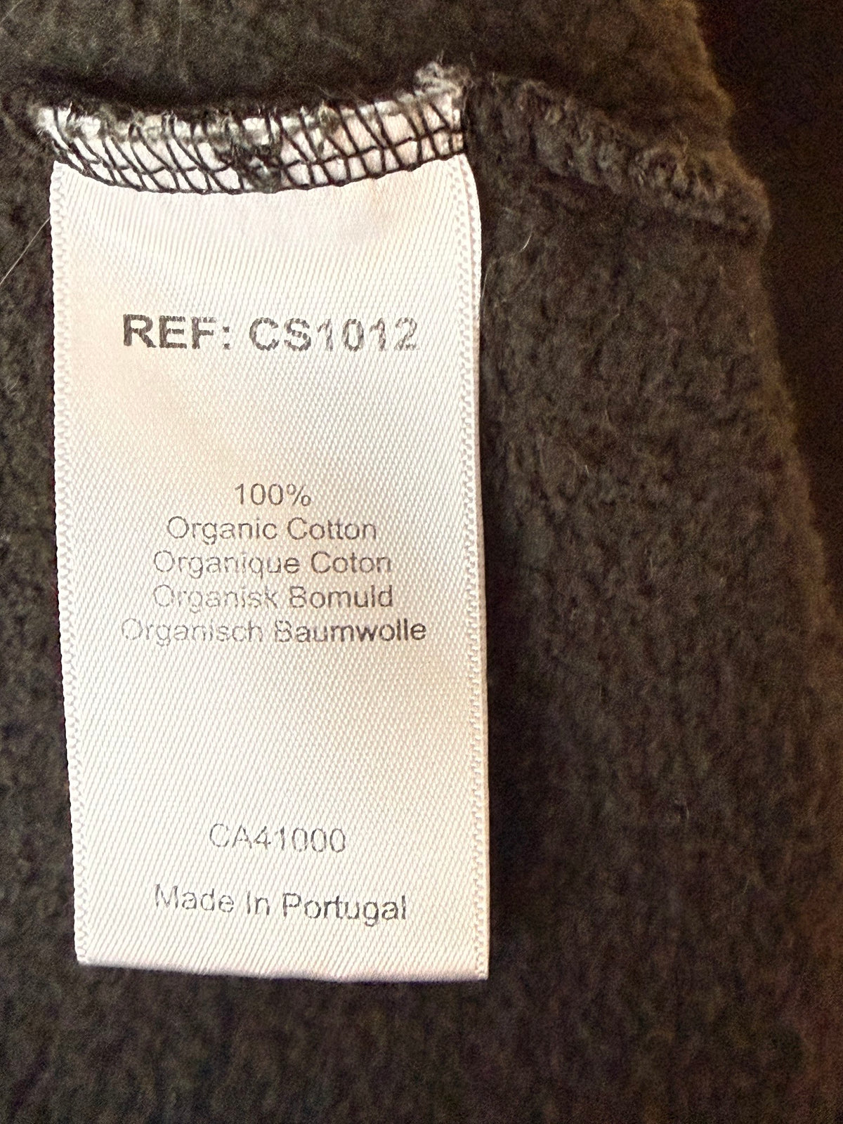Content label - 100% organic cotton, REF CS1012, Made in Portugal