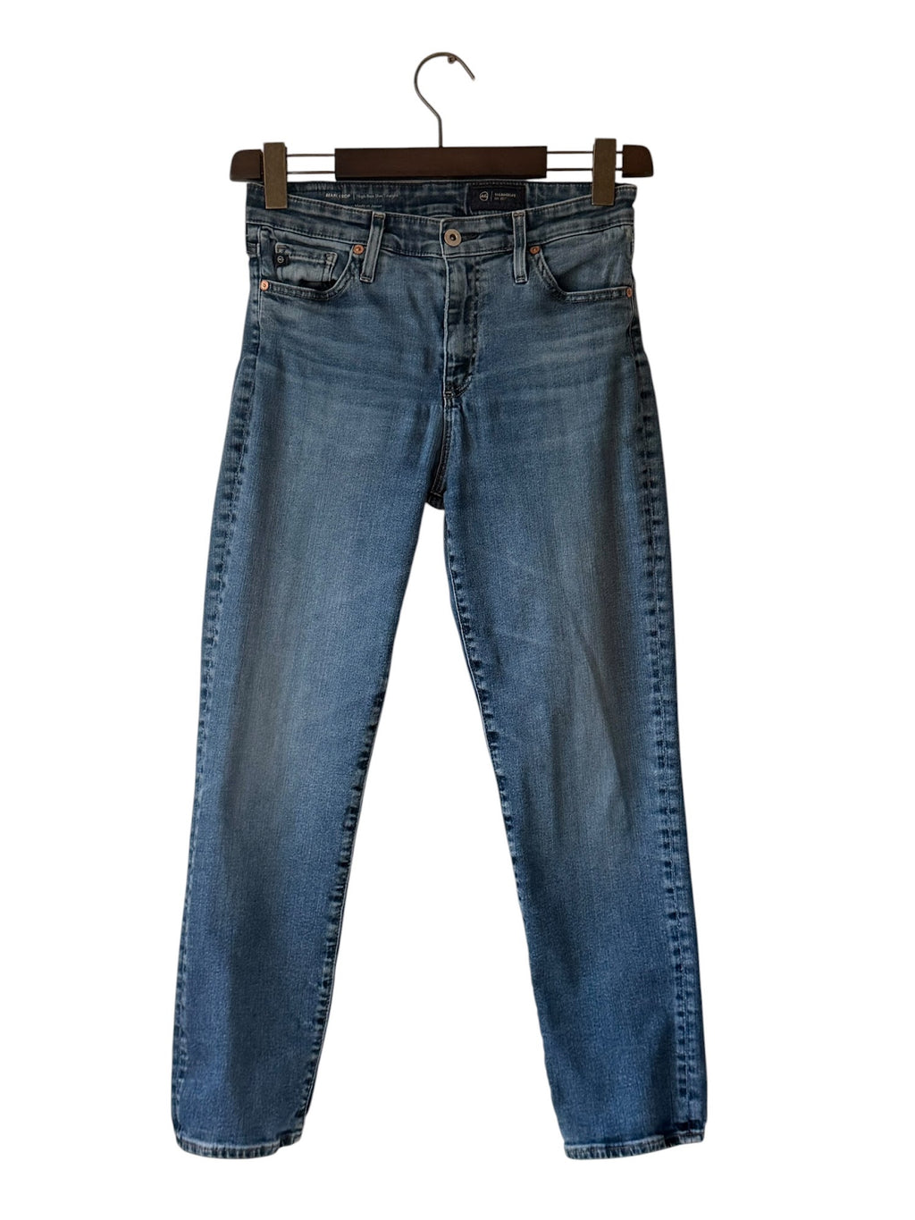 Adriano Goldschmied AG Women’s Mari Crop High Rise Slim Straight Blue Jeans Size 28