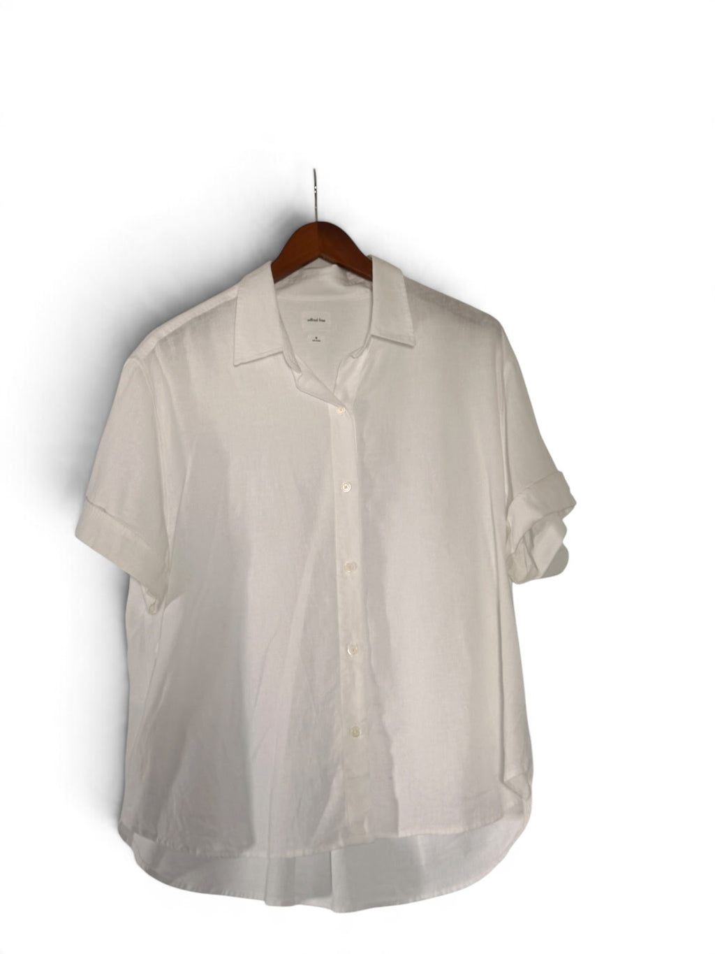 Wilfred Free white short sleeve button-up shirt front