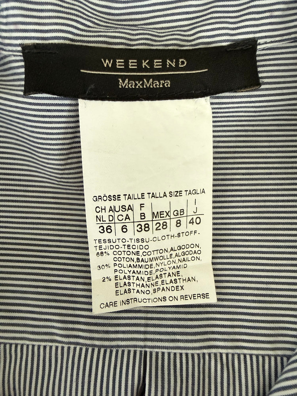 Weekend Max Mara grey striped blouse label